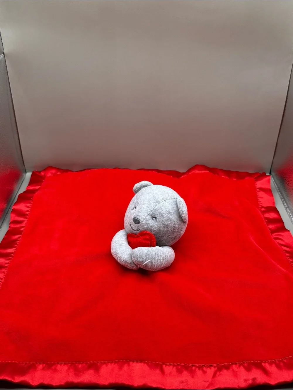 Carter's Valentines Red Bear Baby Lovey Soother Blanket Lovey Red Satin Trim